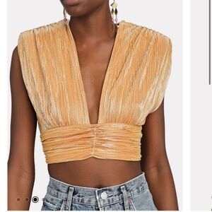 SABINA MUSAYEV Gianna Foil Pleated Crop Top